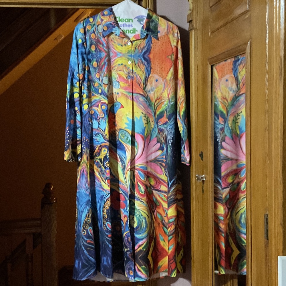 Vibrant Multicolor button down duster